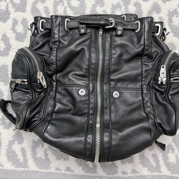 Like New Authentic ALEXANDER WANG Black Marti Leather Backpack Silver Hardware main image 3